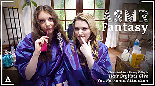 ASMR Desire - G/g Hair Stylists Elena Koshka and Bunny Colby Poke In Front Of You - Point of view